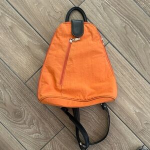 Baggallini Women's Metro Backpack Orange Nylon Convertible Travel Purse Small